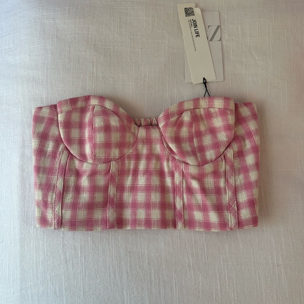 Zara Gingham Strapless Corset